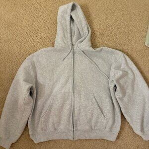 Aritzia Cozy Sweatfleece Mega Zip Up Hoodie Heather Chrome Grey